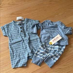 Old Navy one piece and Cat & Jack matching set -Blue Striped Baby Set